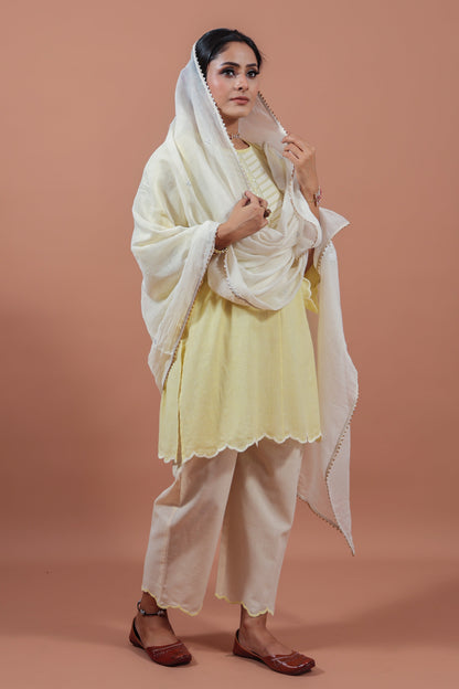 Lemon Yellow Applique Kurta