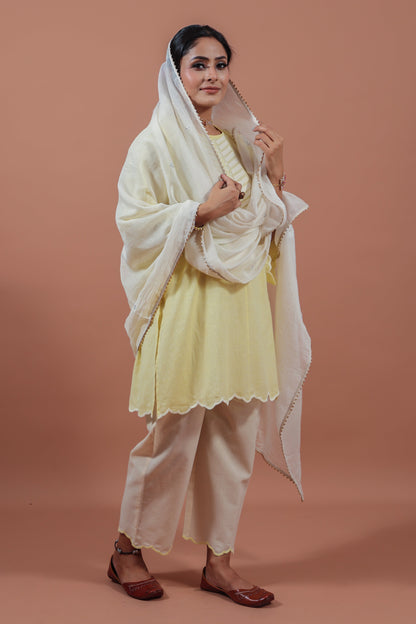 Lemon Yellow Applique Kurta