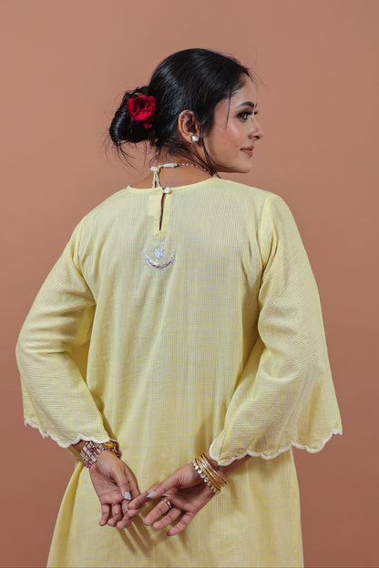 Lemon Yellow Applique Kurta