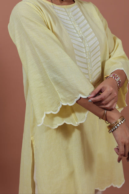 Lemon Yellow Applique Kurta
