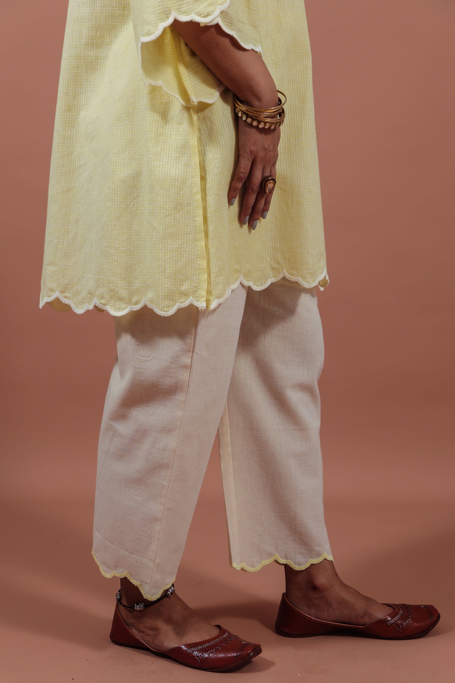 Lemon Yellow Applique Kurta