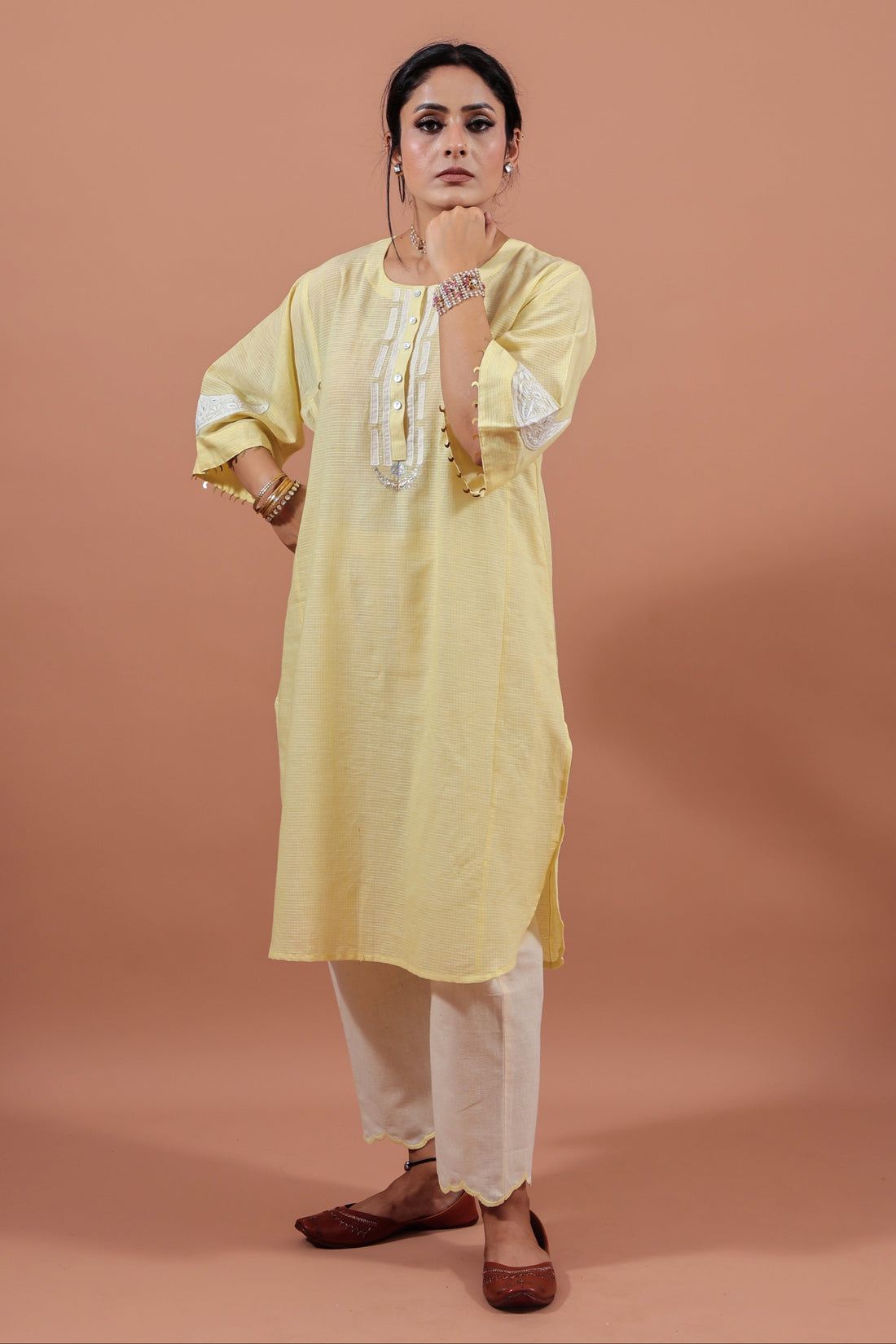 Lemon Yellow Crescent Kurta