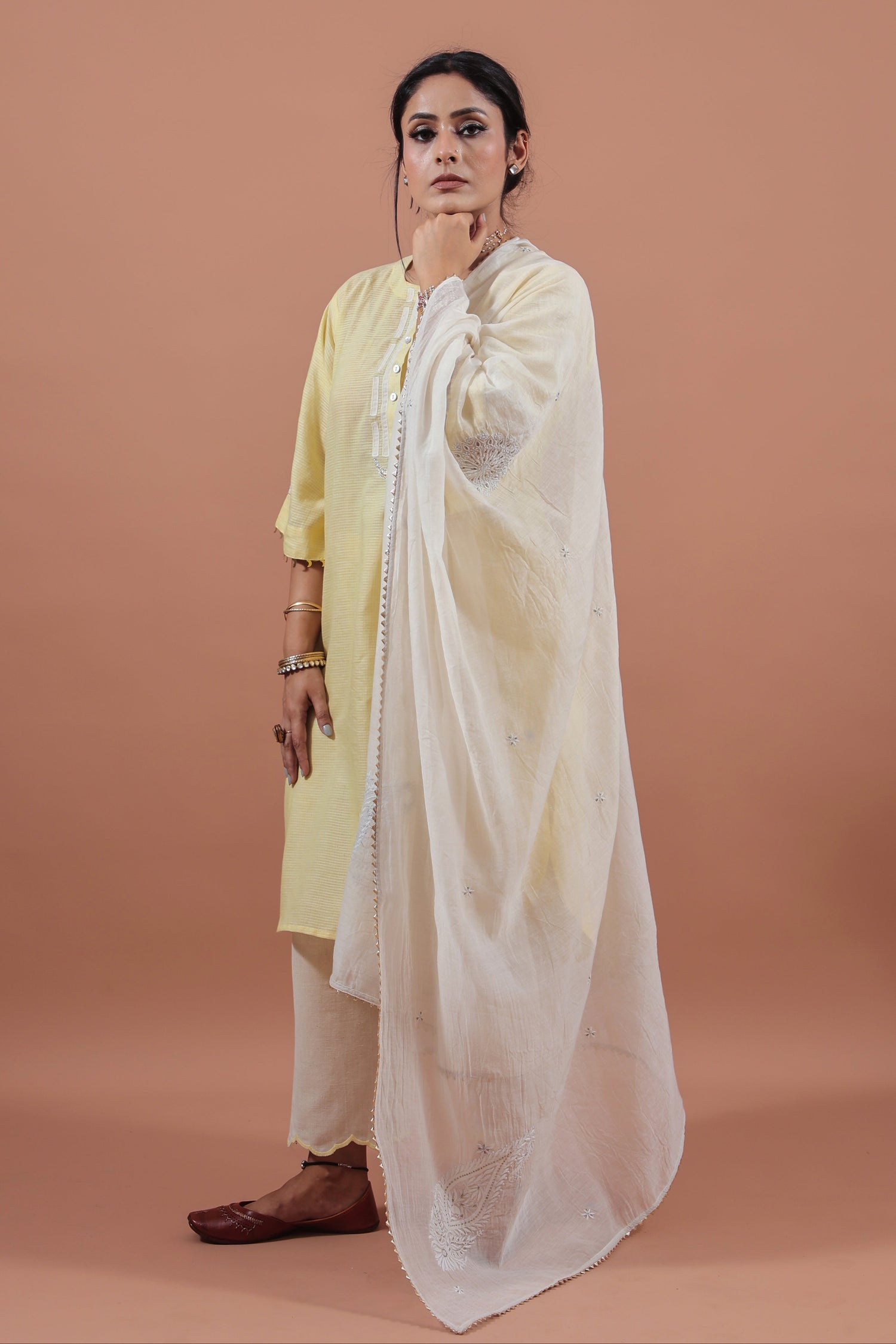 Lemon Yellow Crescent Kurta