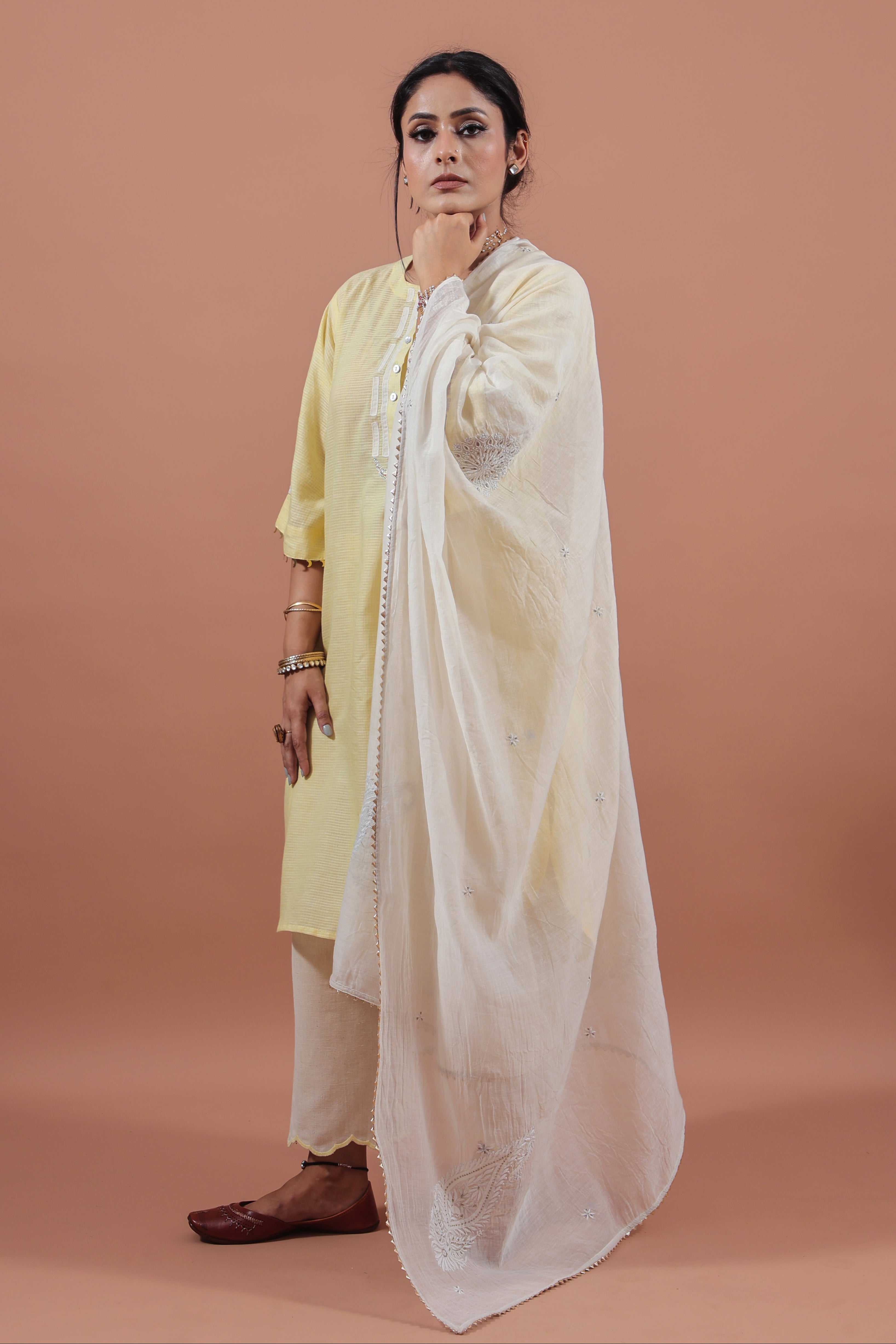 Lemon Yellow Crescent Kurta