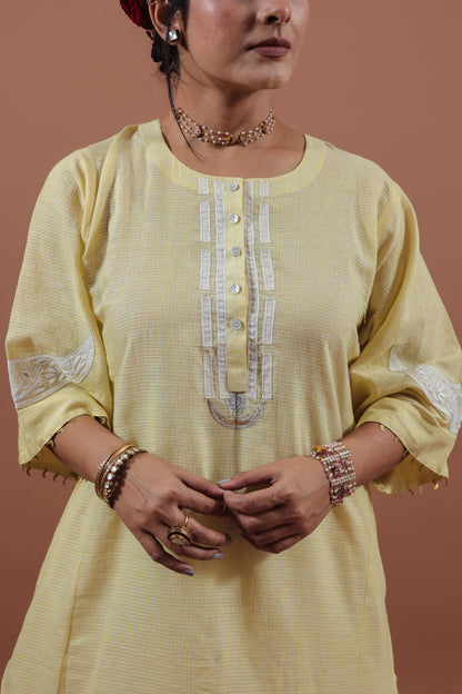 Lemon Yellow Crescent Kurta
