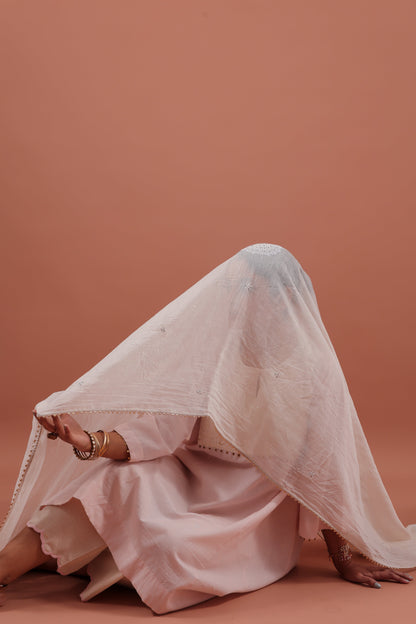 Ivory Chikankari Chaand Dupatta