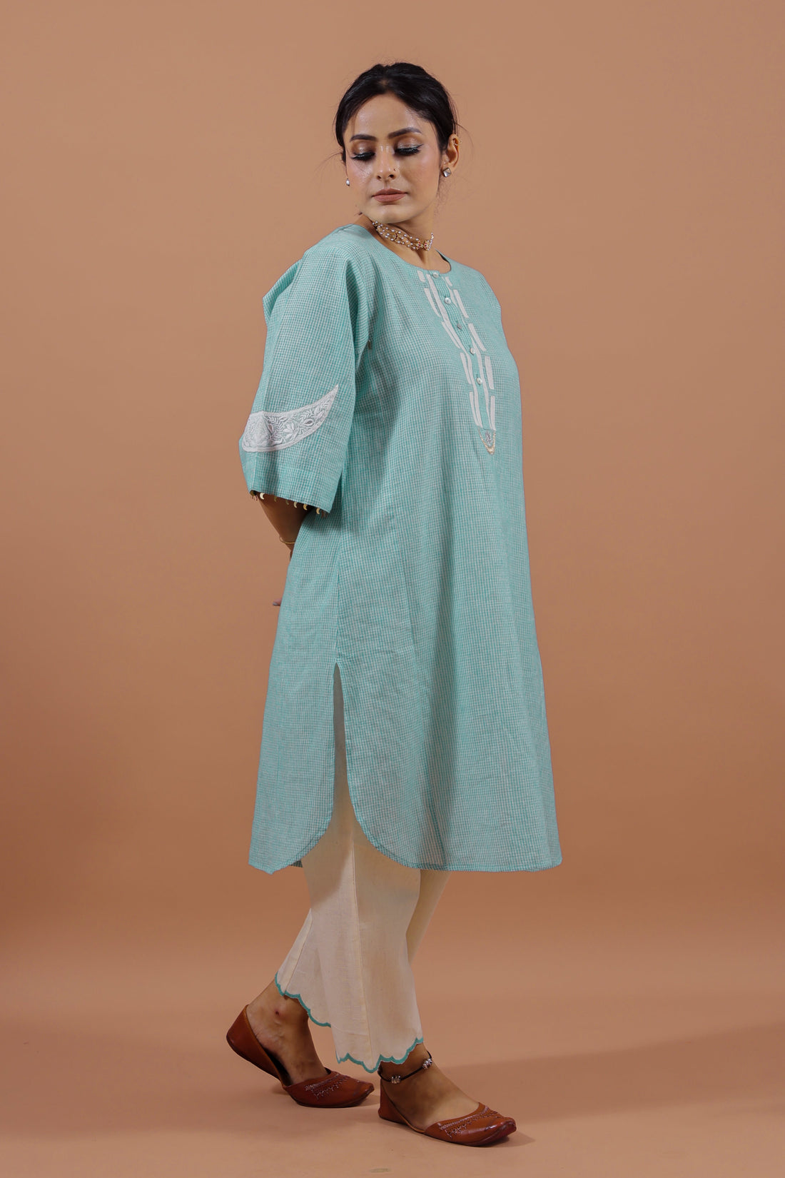 Aqua Crescent Kurta