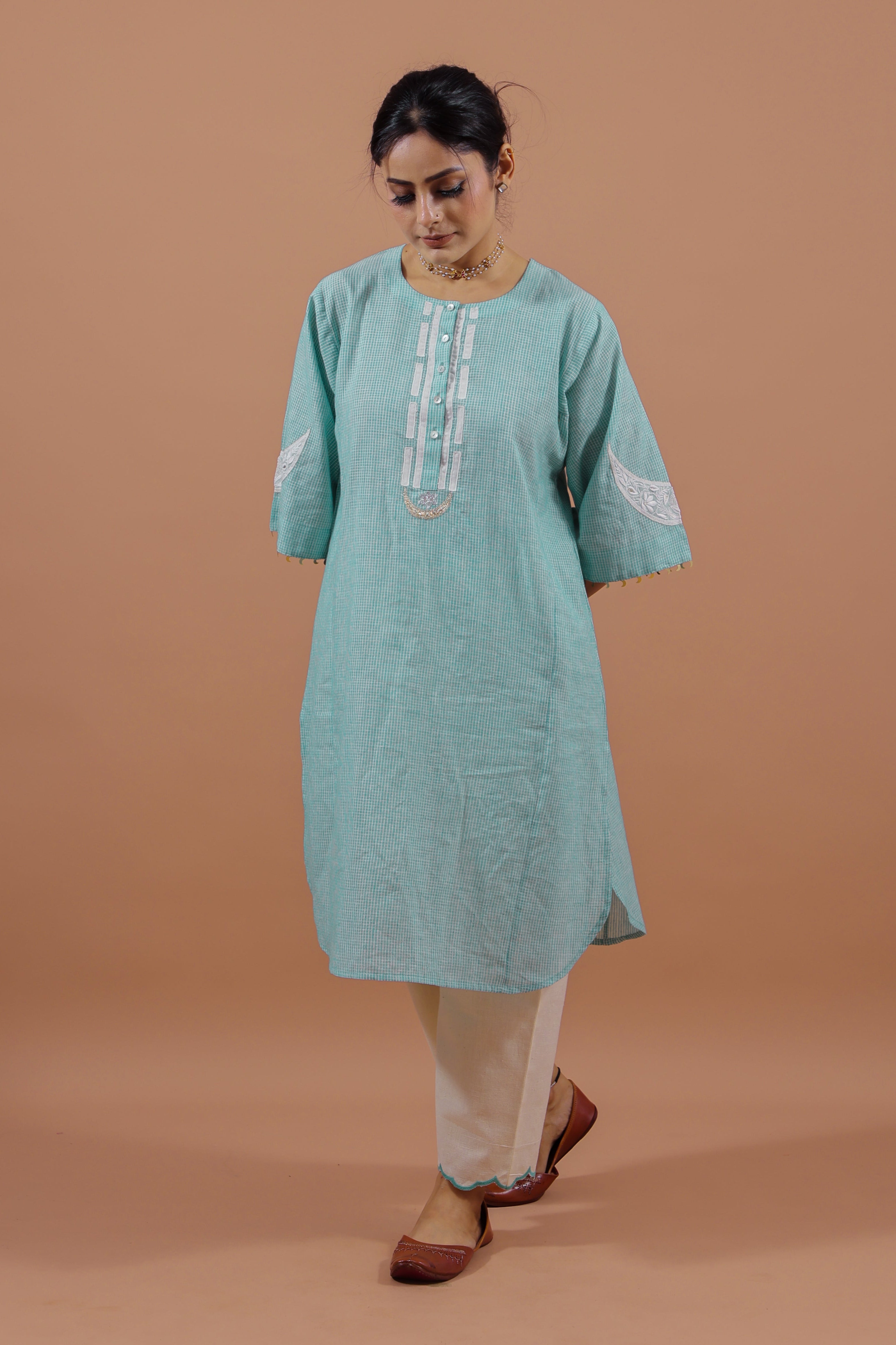Aqua Crescent Kurta