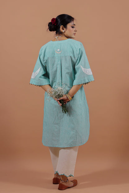 Aqua Crescent Kurta