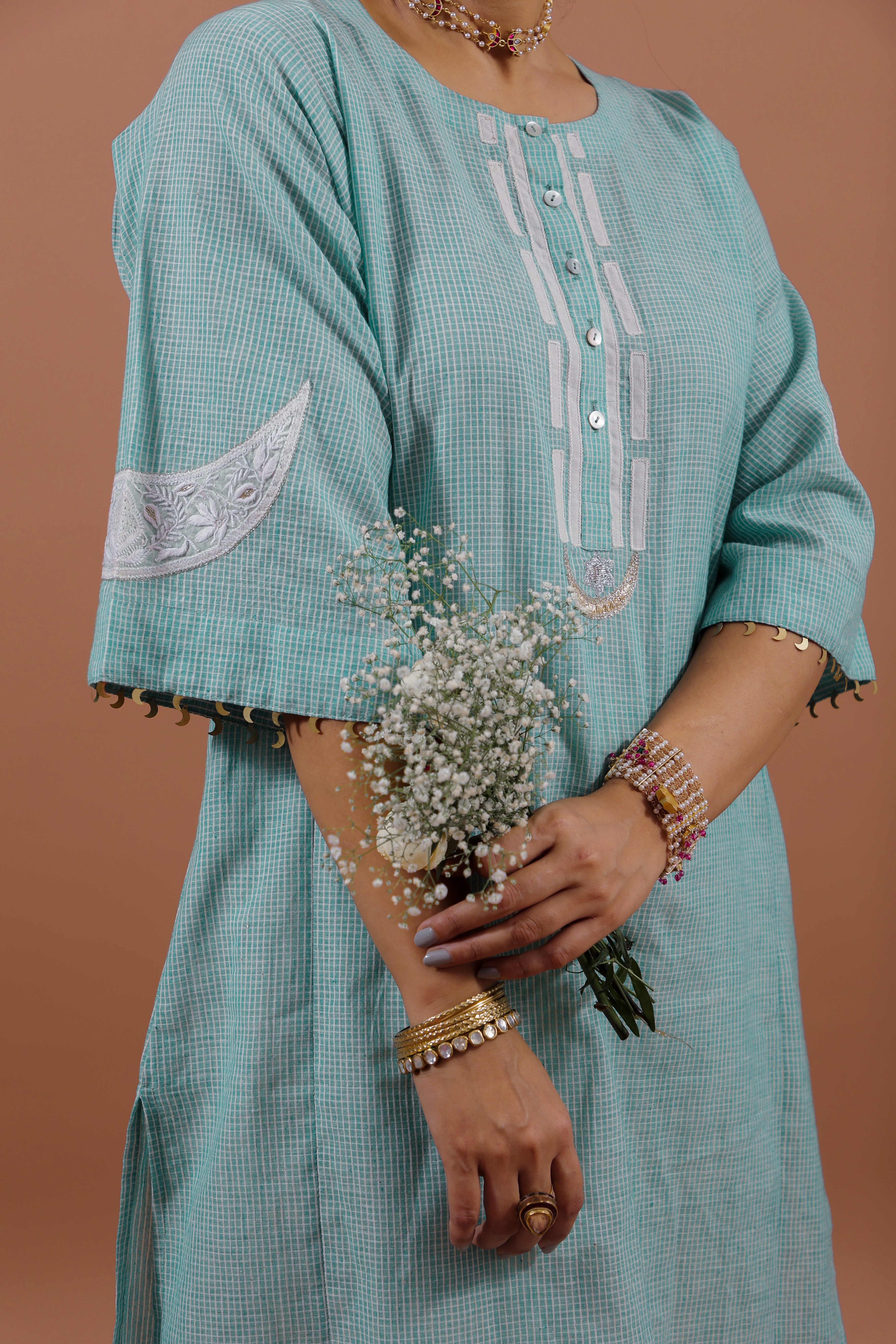 Aqua Crescent Kurta