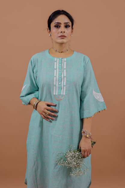 Aqua Crescent Kurta