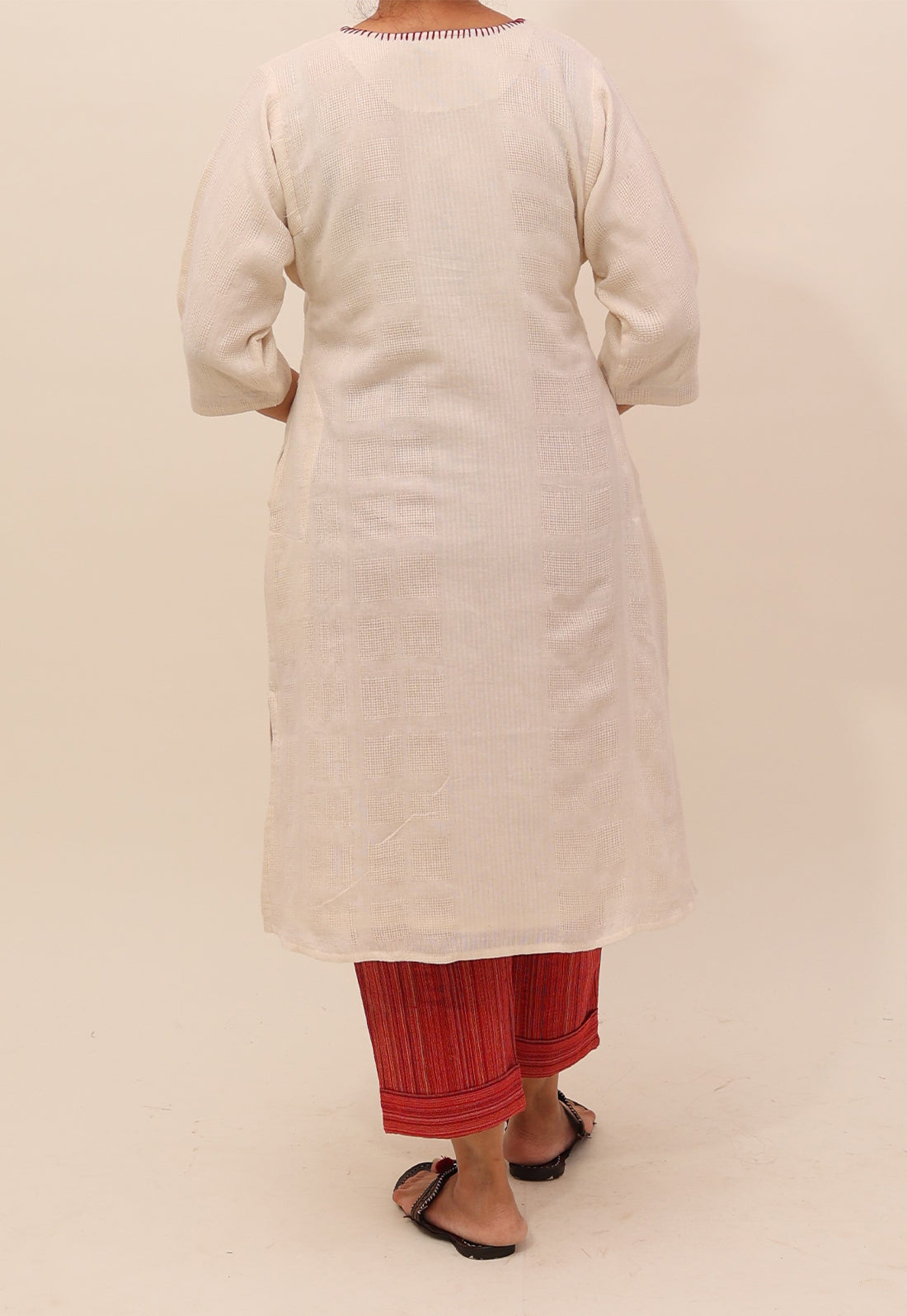 White Square Handloom Co-ord Set