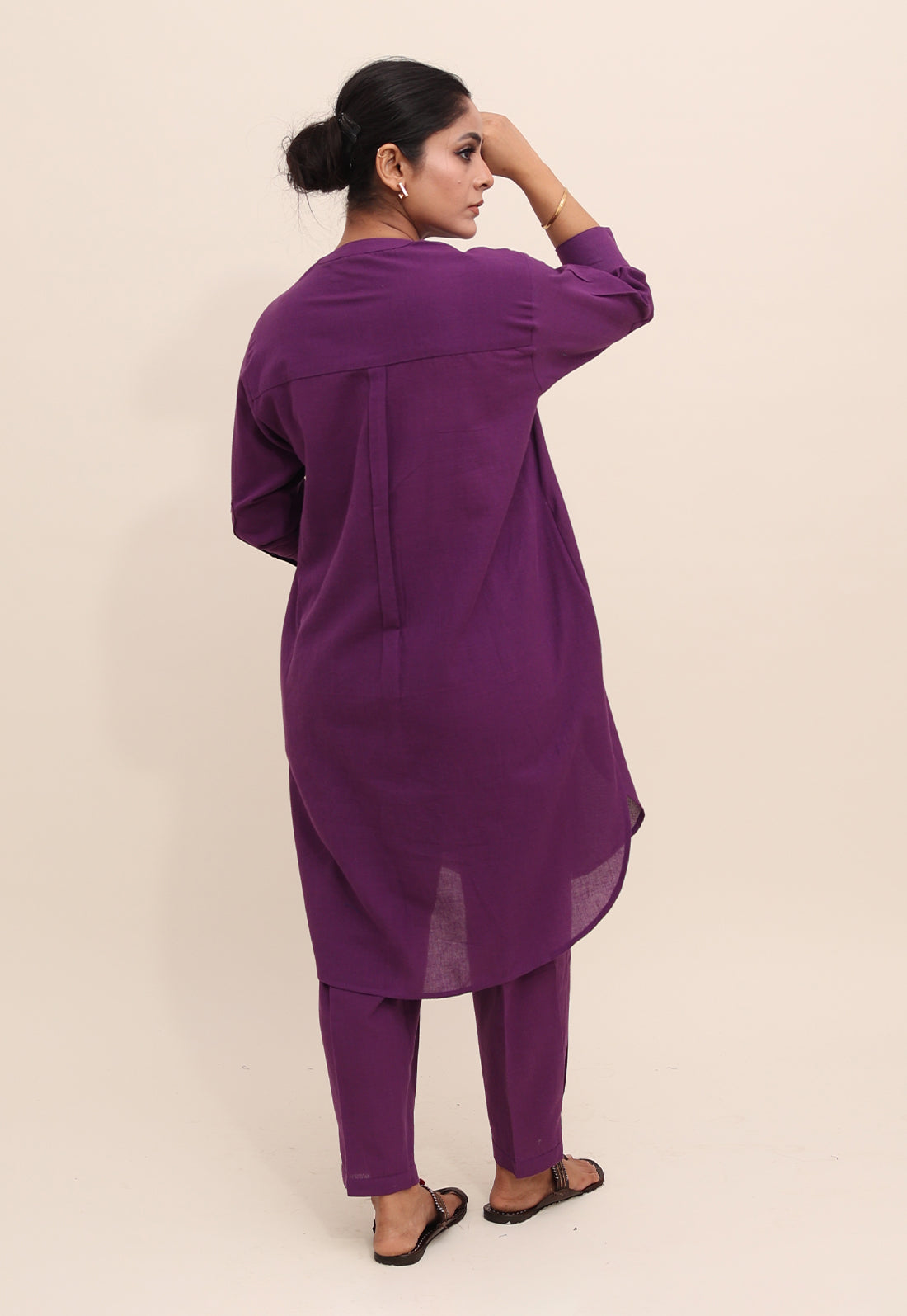 Solid Purple Drop-Shoulder Co-ord Set