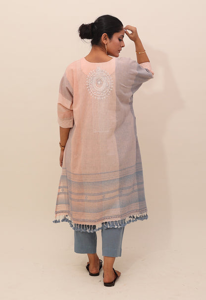 Peach Embroidered Choga Co-ord Set