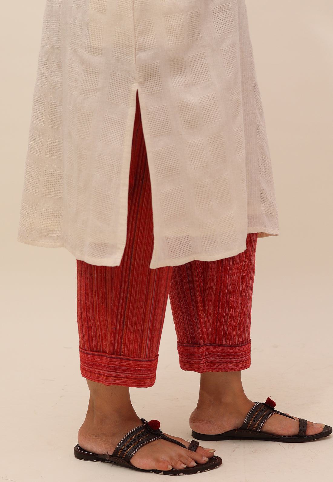 White Square Handloom Co-ord Set