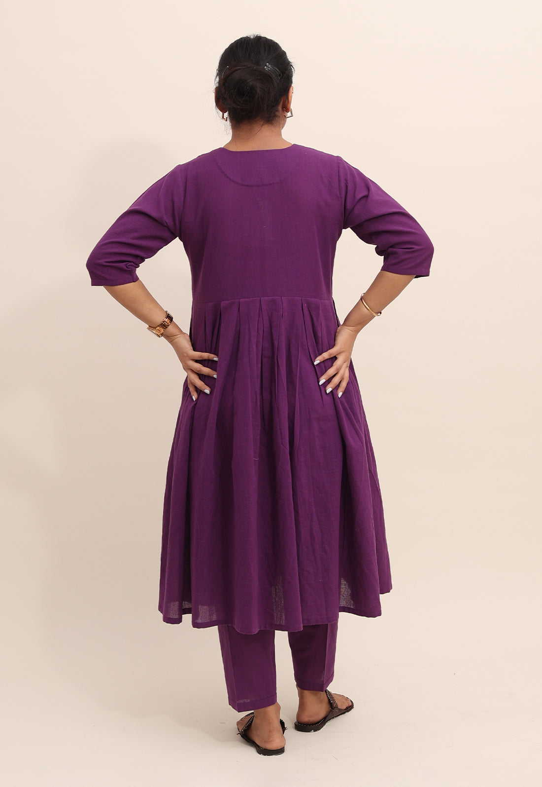 Solid Purple Box-Pleated Co-ord Set