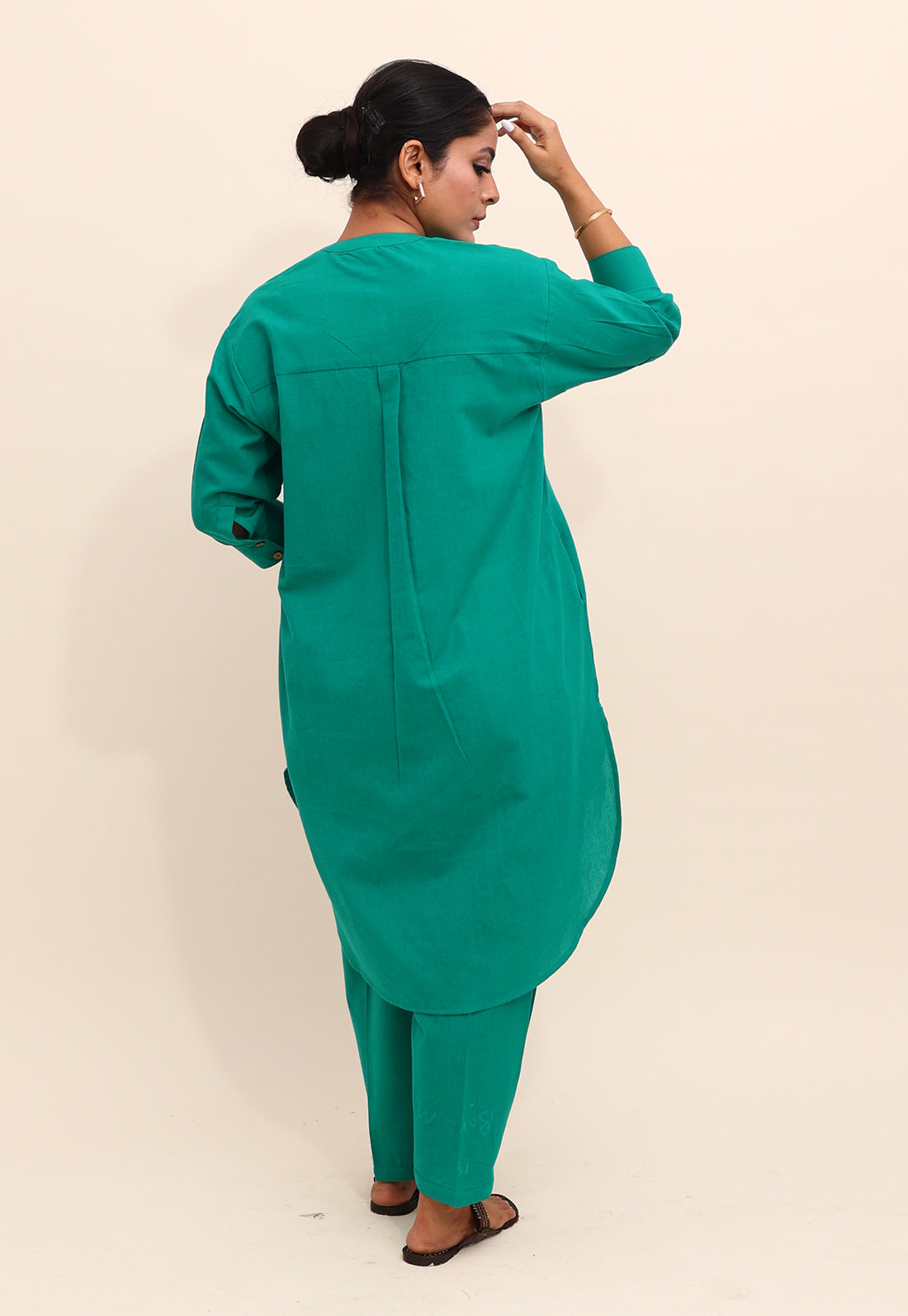 Solid Green Drop-Shoulder Co-ord Set