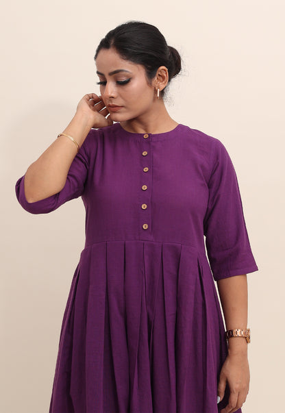 Solid Purple Box-Pleated Co-ord Set