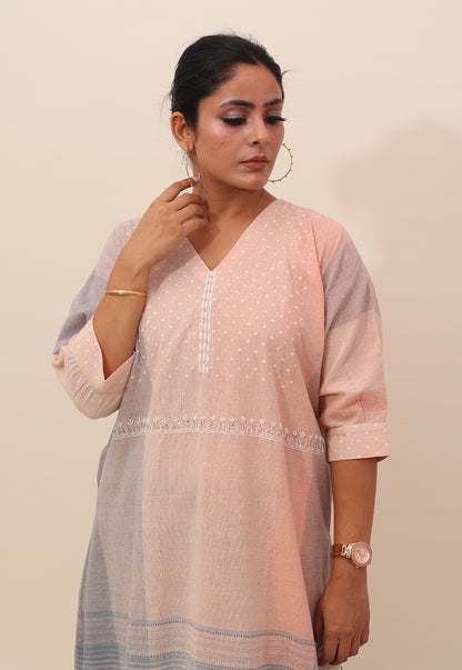 Peach Embroidered Choga Co-ord Set