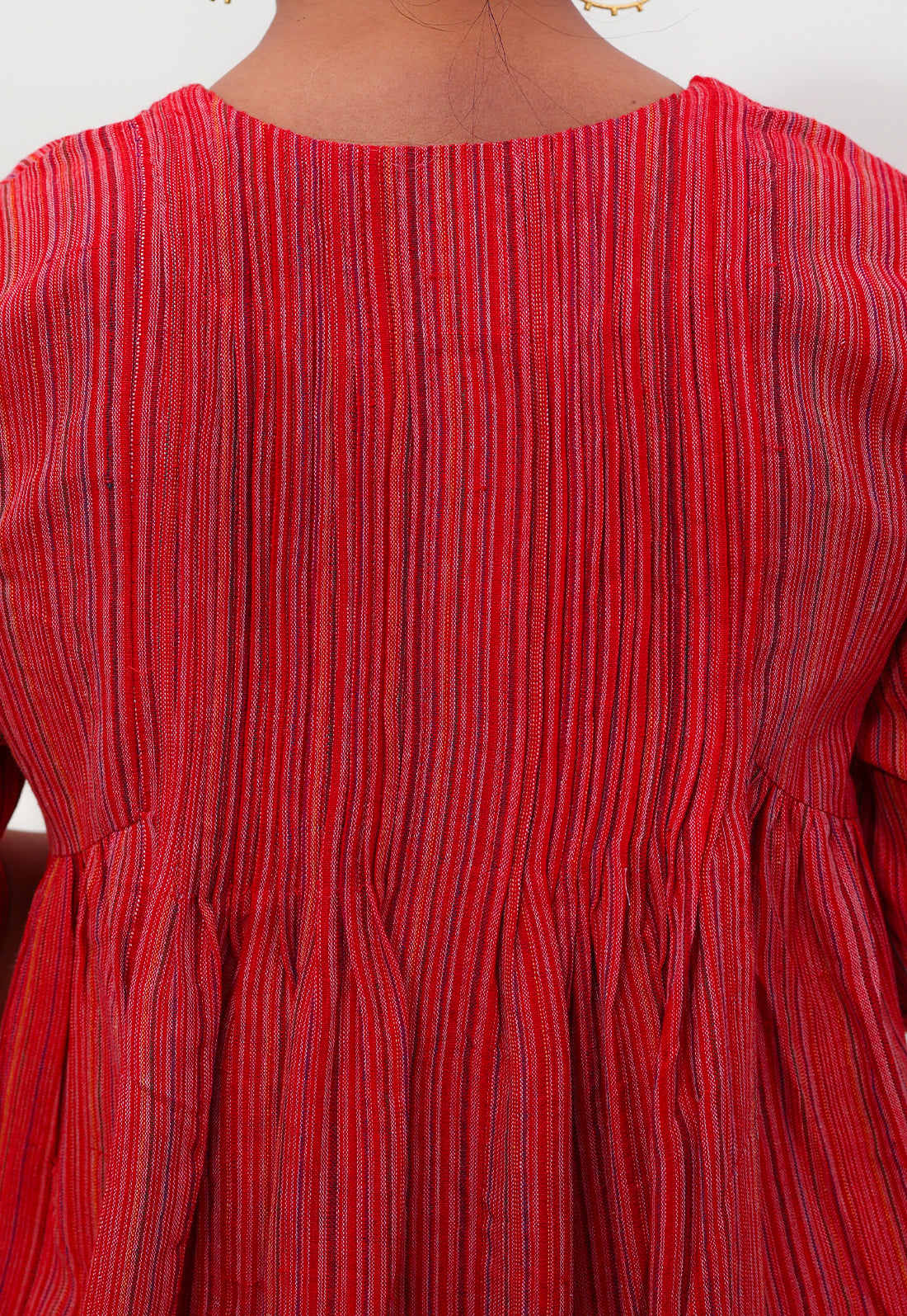 Red Striped Pleated Dresses