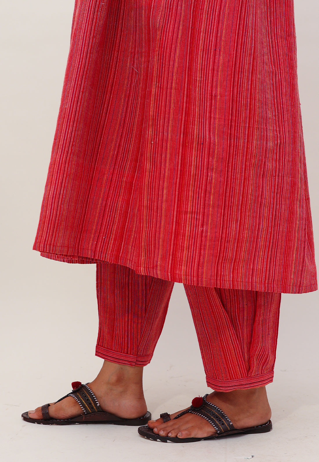 Red Striped Pleated Co-ord Set