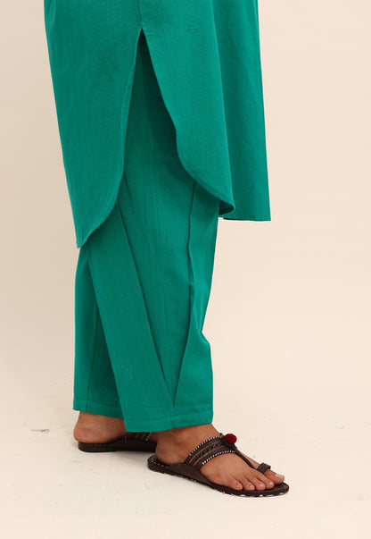 Solid Green Drop-Shoulder Co-ord Set