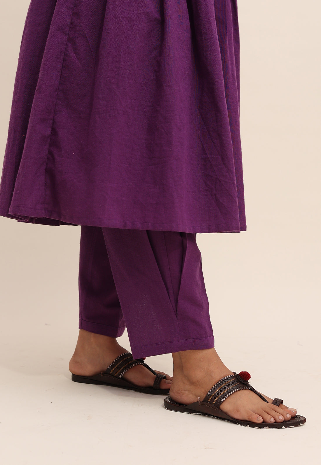 Solid Purple Box-Pleated Co-ord Set