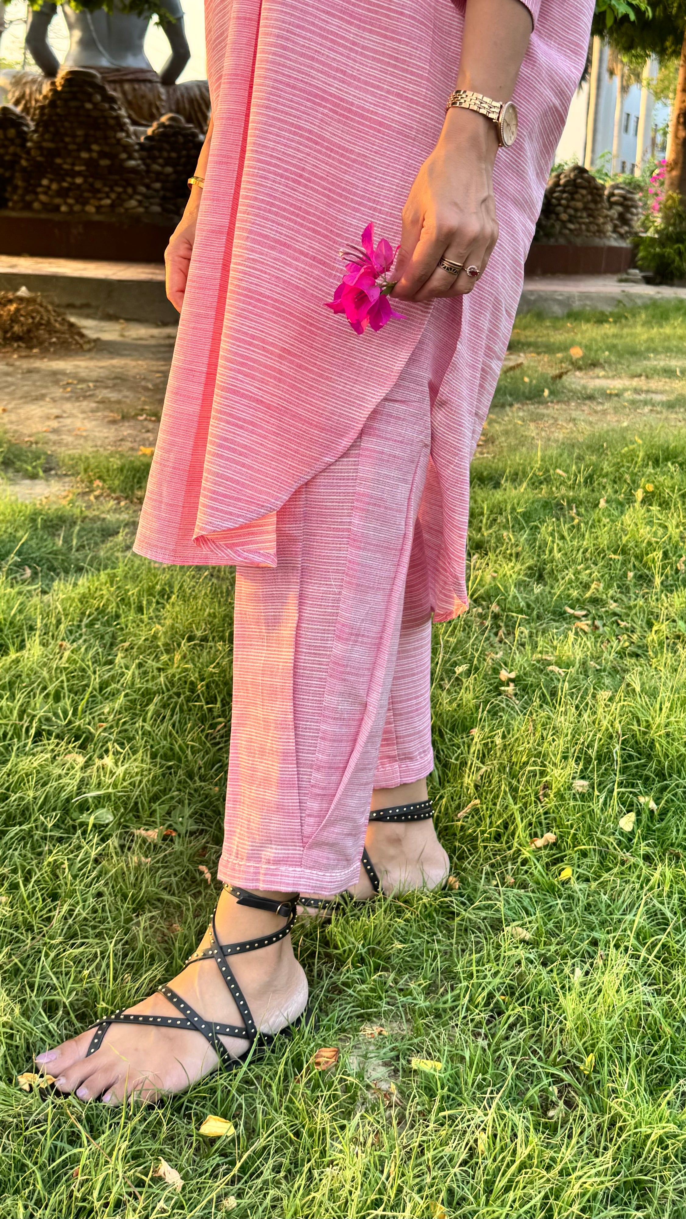 Pink Khadi Oversized Shirt Style Co-ord Set – Label Darpan LLP