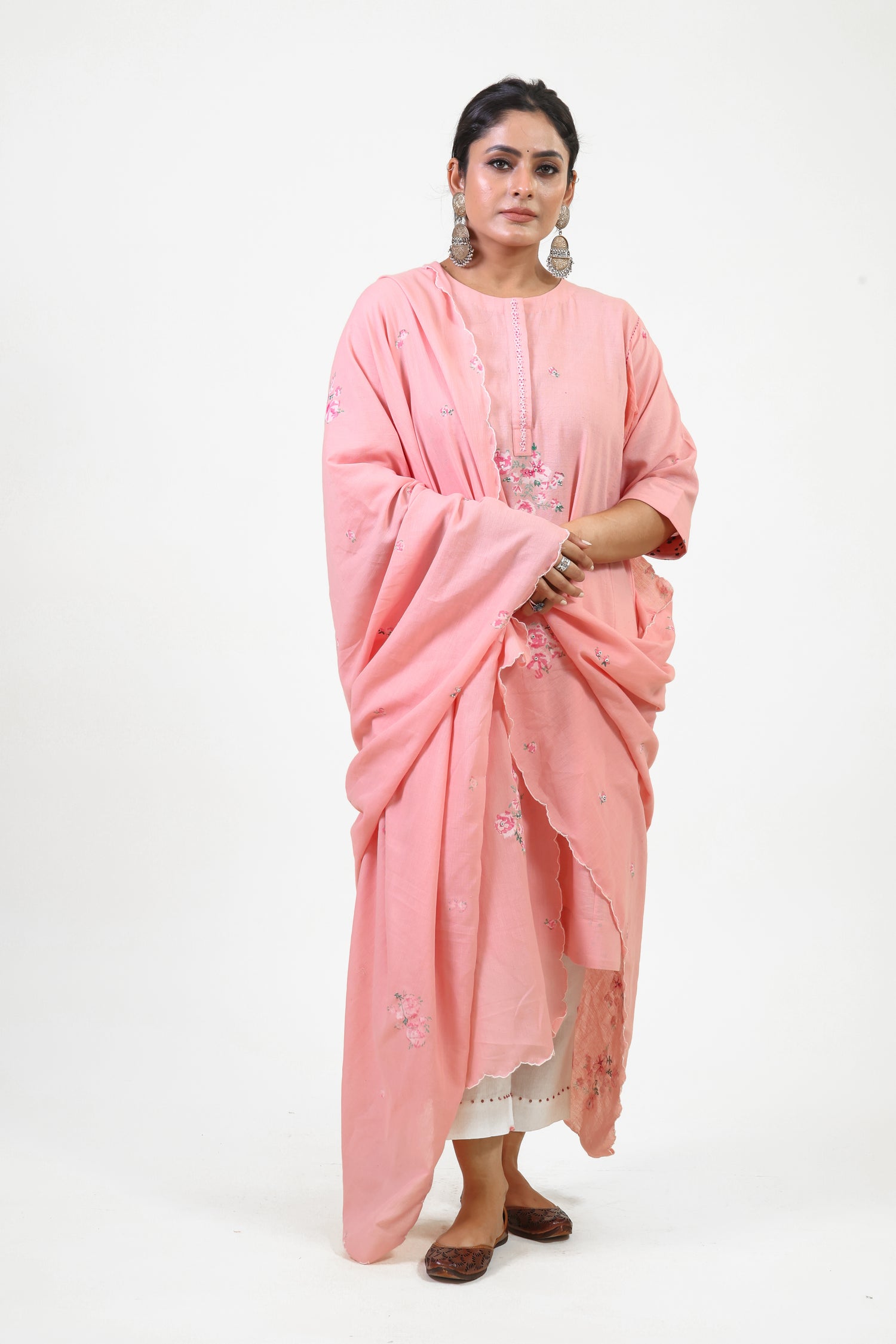 Pink floral choga bloom kurta