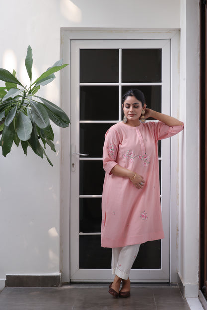 Pink floral choga bloom kurta