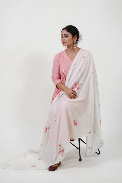 White bloom dupatta