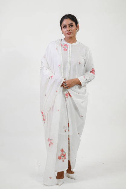 White bloom dupatta