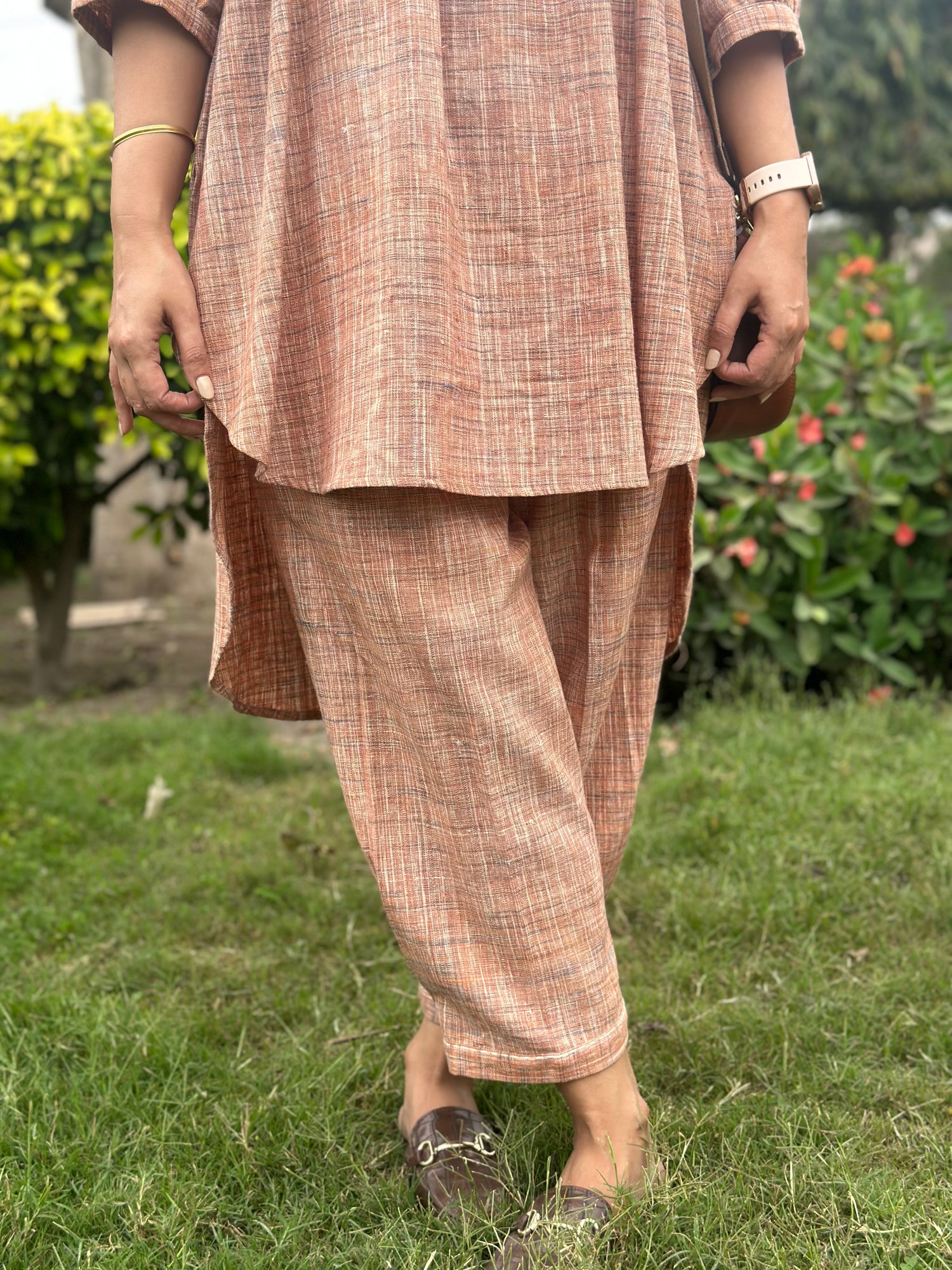 High Low Gathered Khadi Co-ord Set