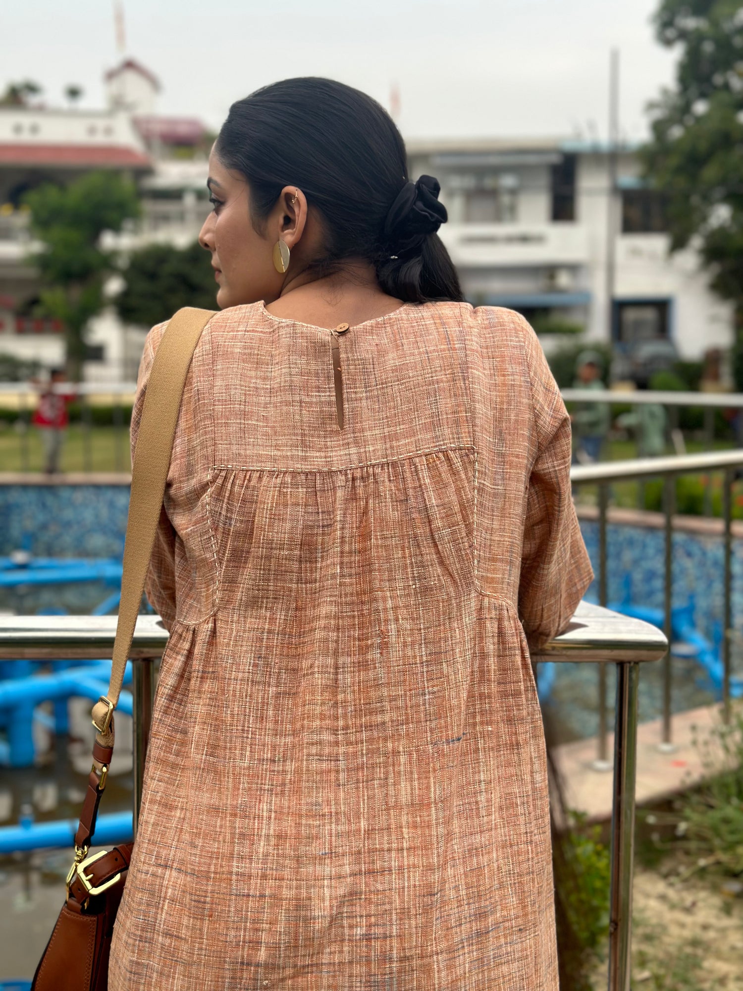 High Low Gathered Khadi Co-ord Set