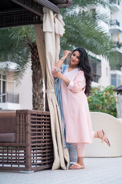 Pink Chikankari Choga Tunic