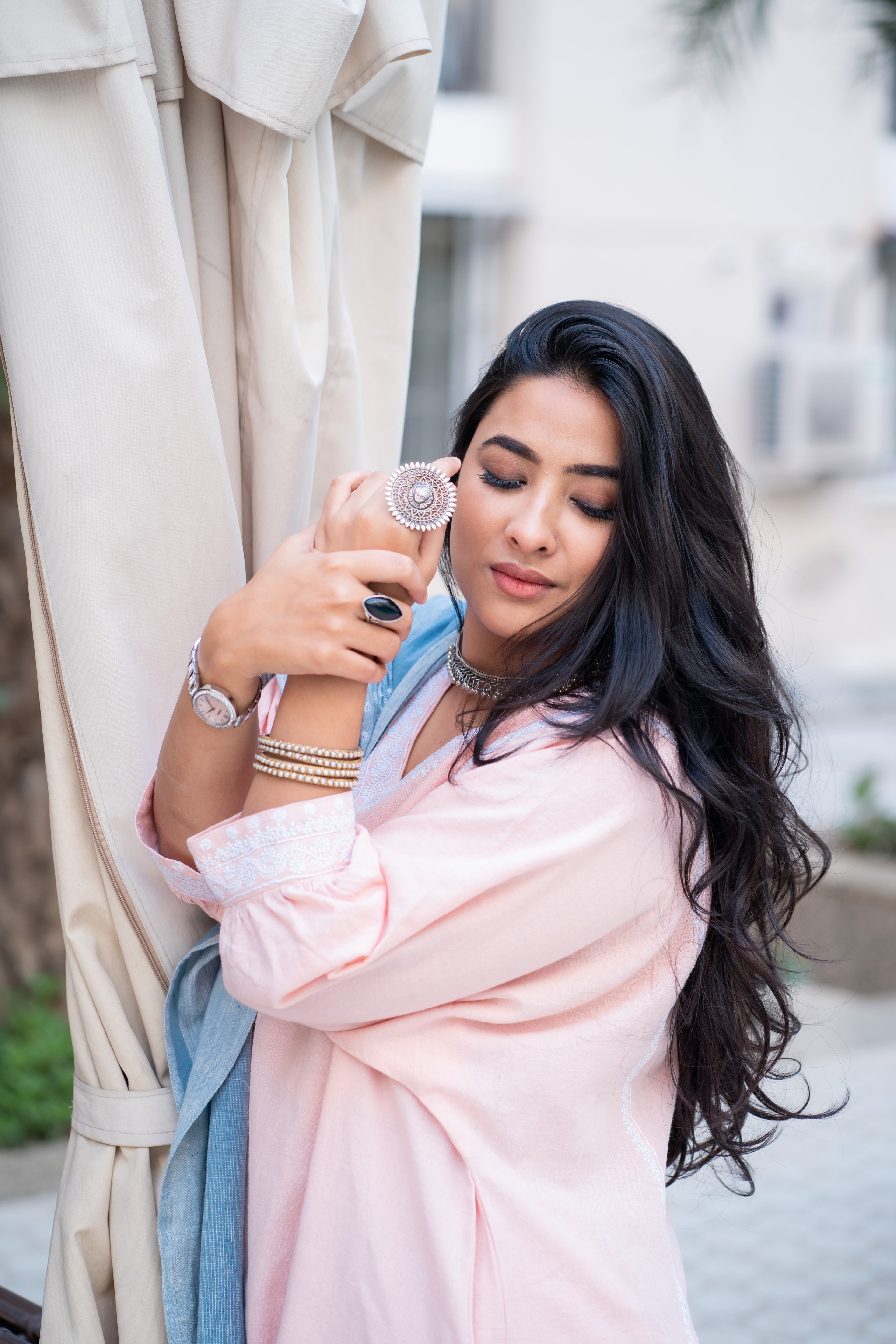 Pink Chikankari Choga Tunic