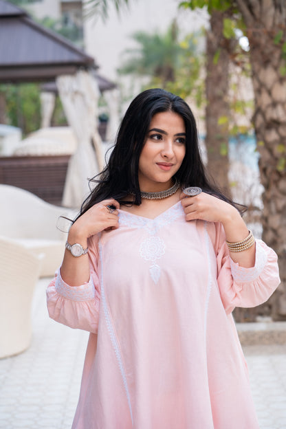 Pink Chikankari Choga Tunic